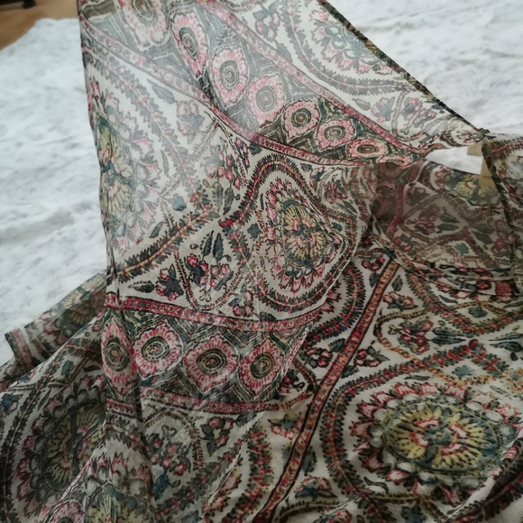 Anthropologie TINY Silk Caped Mosaic Layered Scarf Top Blouse ~ Small - Picture 7 of 17